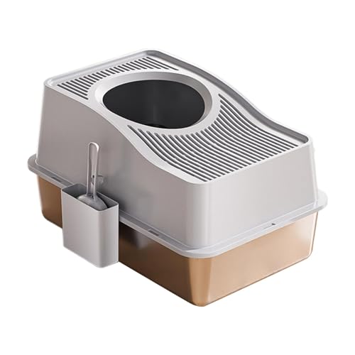 Dickly Katzentoilette, komplett geschlossen, Katzenbettpfanne, Edelstahl und PP-Deckel, vielseitiger Einstieg von Oben, Grau von Dickly