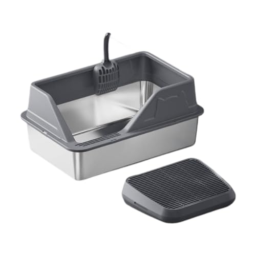 Dickly Katzentoilette und Katzentoilettenrampe aus Edelstahl inklusive Schaufel, Tiefgrau Dickly Katzentoilette und Katzentoilettenrampe aus Edelstahl inklusive Schaufel, Tiefgrau von Dickly