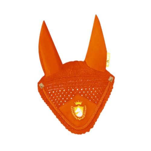 Dickly Pferdeohr Motorhaube Reitmaske Leichter Fliegenschutzhaube tragbarer Reitfleischgeräte Softfliege Maskenohrabdeckung, Orange von Dickly