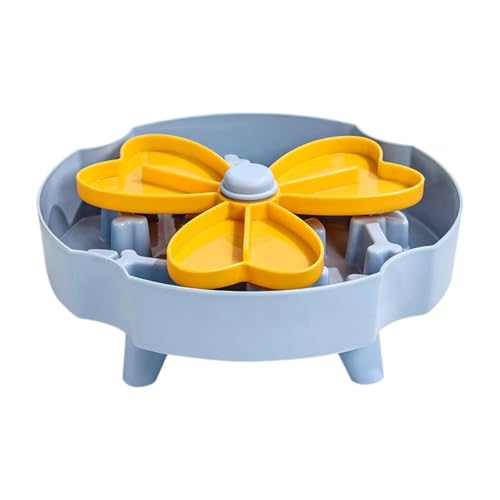 Dickly Slow Feeder Hundenapf, Puzzle-Futternapf, Futternapf, Futternapf für mittelgroße und große Katzen, Blau Gelb von Dickly