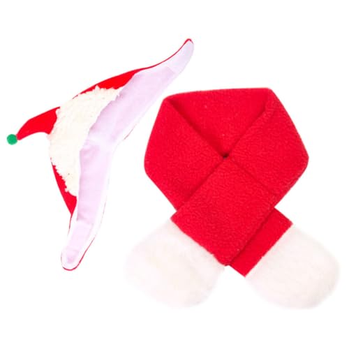 Didiseaon 1 Satz Haustier-Weihnachtsset Hund Weihnachtsmütze mit Schal Weihnachtskleidung für Haustiere Hunde weihnachtsmütze Hunde nikolausmütze Kappen Tiara Welpenhut rot von Didiseaon
