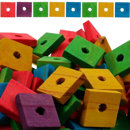 Didiseaon 100 Stück DIY Holzspäne Holzspielzeug Stapelspielzeug Vögel Spielzeug Vogel Kauspielzeug Papageien Käfig Biss Holzblock Holz Beißen Spielen Kauen Chip Conures Nymphensittiche afrikanische graue Papageien von Didiseaon