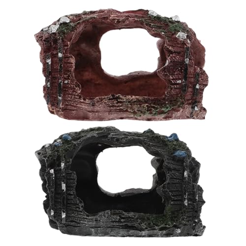 Didiseaon 2 Stück Aquarium Deko Höhle Resin Bruchfass Versteck Fisch Tank Ornament Natürliche Rustikale Höhle Sicher für Fische und Garnelen Vielseitig für Aquarien Geeignet von Didiseaon