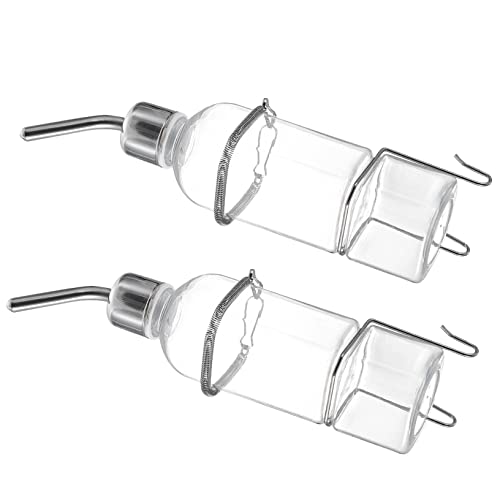 Didiseaon 2 Stück Kaninchentrinker Wasser Hase Brunnen Futterautomat für Haustiere Hamster trinkflasche nager trinkflasche trinkflaschen Häschen-Feeder pro Zubringer Plastik Transparent von Didiseaon