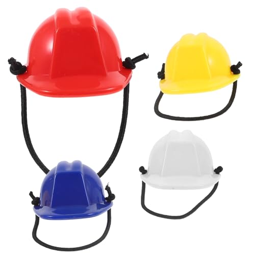 Didiseaon 4 Stück Miniatur Haustier Helm mit Riemen Leichter Bauarbeiter Helm für Kleine Tiere Wie Schlangen und Eidechsen Realistisches Puppenhelm Modell Robust und Bequem von Didiseaon