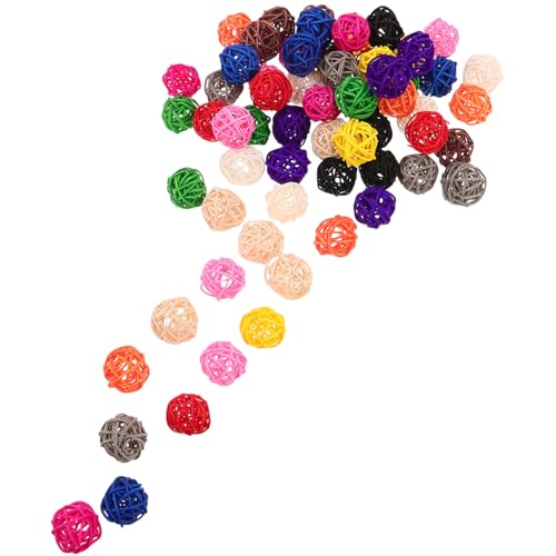 Didiseaon 65 Stück Teiliges Rattanbälle Leichte Robuste Deko-Kugeln für Vasenfüllung DIY Bastelornamente Party Hochzeitsdeko Spielerisches Vogelspielzeug zur Schnabelpflege von Didiseaon