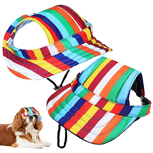 Didiseaon Hunde-Baseballkappe, 2 Stück, für Haustiere, Outdoor-Sport, Sonnenschutz, Baseballmütze, Sonnenschutz, mit Ohrlöchern für Welpen von Didiseaon