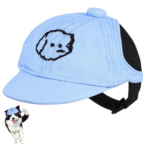 Didiseaon Hunde-Sonnenhut Baseballkappe Verstellbare Katzen-Trucker-Mütze Mit Ohrlöchern Für Mittelgroße Hunde Katzen Haustiere Outdoor Sunbonnet-Kappe Uv-Schutz von Didiseaon