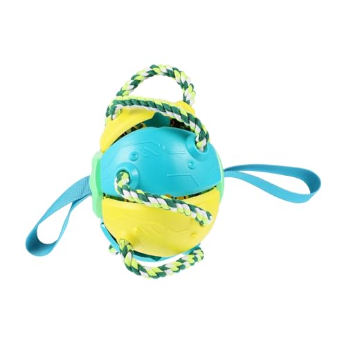 Didiseaon Hundespielzeug Fliegender Ball aus Robustem Bissfestem Material für Welpen und Kleine Hunde Leicht und Tragbar Interaktives Outdoor Apportierspielzeug in Gelb blau von Didiseaon
