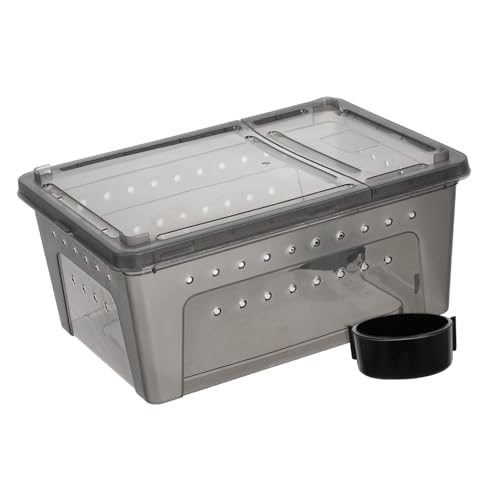 Didiseaon Kasten Futterbox für Reptilien Schlange Reptilienzubehör Haustier Brüterei Reptilienkäfige Terrarium zubehör Terrariumzubehör Heimtierbedarf Reptilienzuchtkäfig Plastik Dark Grey von Didiseaon
