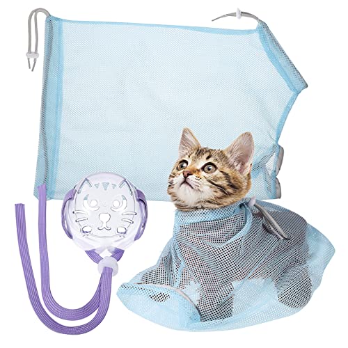 Didiseaon Katzen-duschtasche Faltbar Badende Kätzchen Duschtasche Schnauze Duschnetztasche Für Haustiere Katzenwaschbeutel Badetasche Aus Katzennetz Körperpflege Klein Atmungsaktiv Polyester von Didiseaon