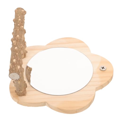 Didiseaon Papageienspielzeug Holz Sitzstange mit Spiegel Vogel Käfig Zubehör für Sittiche Conures Natürliche Vogelstange Robust und Langlebig zur Beschäftigung und Training von Didiseaon