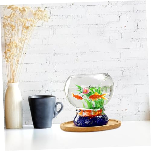 Didiseaon Runde Kleine Glas Fischschale Transparentes Desktop Aquarium Glas Goldfischbecken Geeignet für Betta und Kleine Fische Platzsparendes Aquarium zur Dekoration von Zuhause und Büro von Didiseaon