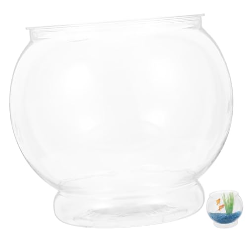 Didiseaon Transparenter Runder Desktop-fischtank aus Bruchsicherem Pet Kunststoff Kleiner Anti-Fall Aquarium Behälter für Goldfische und Schildkröten Dekoratives Büro Wohnaccessoire von Didiseaon