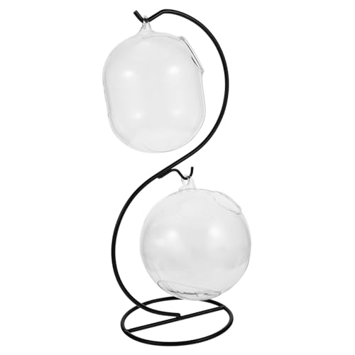 Didiseaon Transparentes Teiliges Glas Aquarium mit S Förmigem Eisenständer Multifunktionale Tischdekoration für Hydroponik Geeignet für Zuhause Büro und Garten Stilvoll und Platzsparend von Didiseaon