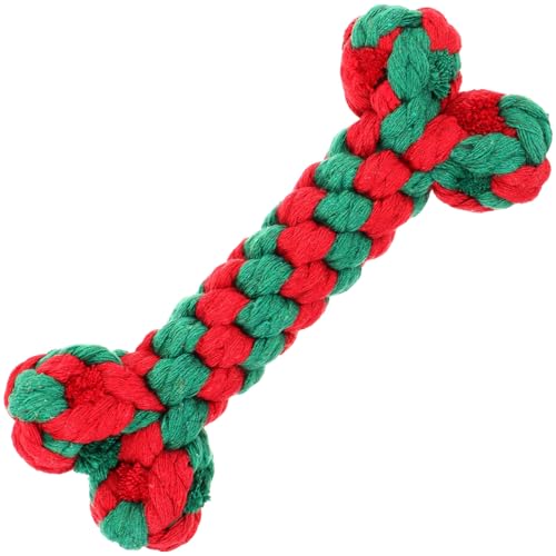 Didiseaon Weihnachtshunde-Seilspielzeug 4 Stück Knochenförmiger Baum Hundekauspielzeug Weihnachtshund Interaktives Spielzeug Für Katzen Hunde von Didiseaon