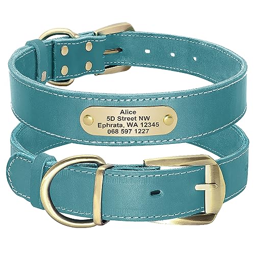 Didog Hundehalsband aus echtem Leder mit Namensschild, weiches, personalisiertes Hundehalsband mit graviertem ID-Etikett, benutzerdefinierte Hundehalsbänder für kleine, mittelgroße und große Hunde, von Didog