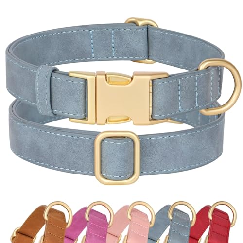 Didog Hundehalsband aus weichem Leder, bequem und langlebig, Hundehalsbänder mit Schnellverschluss-Schnalle, verstellbares Hundehalsband aus Leder für mittelgroße und große Hunde, Blau, L Didog Hundehalsband aus weichem Leder, bequem und langlebig, Hundehalsbänder mit Schnellverschluss-Schnalle, verstellbares Hundehalsband aus Leder für mittelgroße und große Hunde, Blau, L von Didog