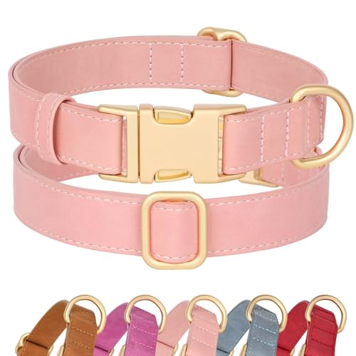 Didog Hundehalsband aus weichem Leder, bequem und langlebig, Hundehalsbänder mit Schnellverschluss-Schnalle, verstellbares Hundehalsband aus Leder für mittelgroße und große Hunde, Rosa, L Didog Hundehalsband aus weichem Leder, bequem und langlebig, Hundehalsbänder mit Schnellverschluss-Schnalle, verstellbares Hundehalsband aus Leder für mittelgroße und große Hunde, Rosa, L von Didog