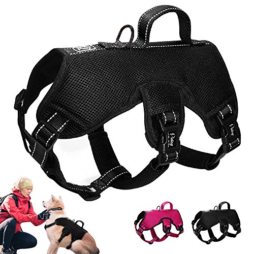 Didog Multi-Use Escape Proof Dog Harnesses for Escape Artist Dogs,Reflective Adjustable Padded Sports Vest Harlter for Medium Large Dogs Hiking Walking Trails,Black,L von Didog