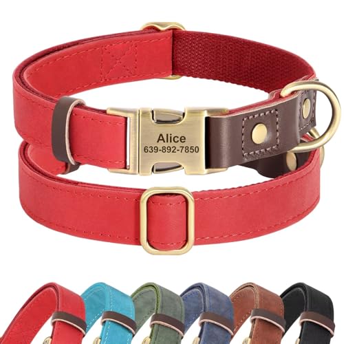 Didog Personalisiertes Hundehalsband aus Leder, weich, langlebig, benutzerdefinierte Hundehalsbänder, verstellbares Hundehalsband mit Namensschild und Schnellverschluss-Metallschnalle für kleine, Didog Personalisiertes Hundehalsband aus Leder, weich, langlebig, benutzerdefinierte Hundehalsbänder, verstellbares Hundehalsband mit Namensschild und Schnellverschluss-Metallschnalle für kleine, von Didog