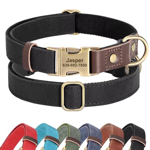 Didog Personalisiertes Hundehalsband aus Leder, weich, langlebig, benutzerdefinierte Hundehalsbänder, verstellbares Hundehalsband mit Namensschild und Schnellverschluss-Metallschnalle für kleine, Didog Personalisiertes Hundehalsband aus Leder, weich, langlebig, benutzerdefinierte Hundehalsbänder, verstellbares Hundehalsband mit Namensschild und Schnellverschluss-Metallschnalle für kleine, von Didog