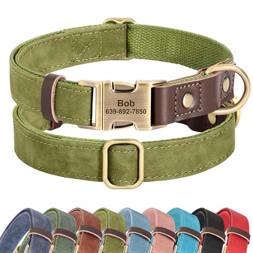 Didog Personalisiertes Hundehalsband aus Leder, weich, langlebig, benutzerdefinierte Hundehalsbänder, verstellbares Hundehalsband mit Namensschild und Schnellverschluss-Metallschnalle für kleine Didog Personalisiertes Hundehalsband aus Leder, weich, langlebig, benutzerdefinierte Hundehalsbänder, verstellbares Hundehalsband mit Namensschild und Schnellverschluss-Metallschnalle für kleine von Didog