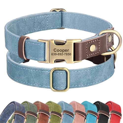 Didog Personalisiertes Hundehalsband aus Leder, weich, langlebig, benutzerdefinierte Hundehalsbänder, verstellbares Hundehalsband mit Namensschild und Schnellverschluss-Metallschnalle für kleine Didog Personalisiertes Hundehalsband aus Leder, weich, langlebig, benutzerdefinierte Hundehalsbänder, verstellbares Hundehalsband mit Namensschild und Schnellverschluss-Metallschnalle für kleine von Didog