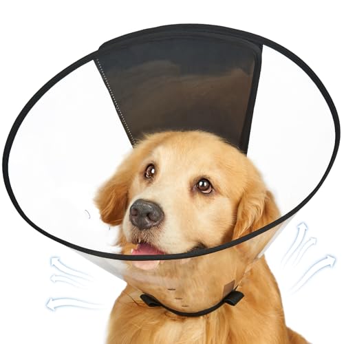 Didopet Hundehalsband, transparentes Genesungshalsband für große, mittelgroße und kleine Hunde, weicher Kegel für Hunde nach Operationen, um das Lecken von Wunden zu verhindern, verbesserte von Didopet