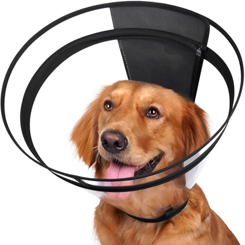 Didopet Hundekegel, transparentes Genesungshalsband für große, mittelgroße und kleine Hunde, E-Halsband für Hunde nach Operationen, um das Lecken zu stoppen, tiefenverstellbar, weicher Hundekegel, von Didopet