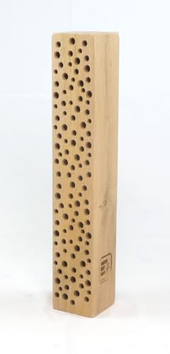 Insektenhotel Massiv Holzbiene Wildbiene 2024" Nisthilfe für Blauschwarze Holzbienen - Hochwertiges Eichenholz mit Löchern für Wollbienen (naturbelassen, 50cm) von Die Gartenbeet-Kiste