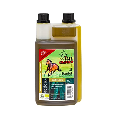 Die Ölfreunde I Viva Caballo Bio Hanföl für Pferde 1l | Pferdefutter I hochwertiges Hanföl | kaltgepresst | Vitamine Mineralien | Omega 3 und Omega 6 Fettsäuren von Die Ölfreunde