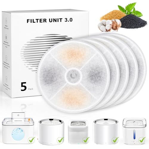 Diealles Shine Ersatzfilter für Trinkbrunnen, 5 Stück Wasserfilter Katzenbrunnen mit Harz und Aktivkohle, Katzenbrunnen Filter für Trinkbrunnen für Katzen und Hunde von Diealles Shine