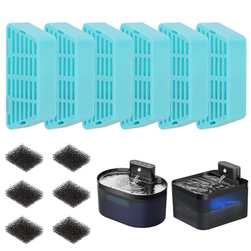 Ersatzfilter Katzenbrunnen, Diealles Shine 6 Stück Kohlefilter Trinkbrunnen mit 6 Stück Schaumfilter Drinkwell, Trinkbrunnen Filter für Katzenbrunnen Kabellos von Diealles Shine