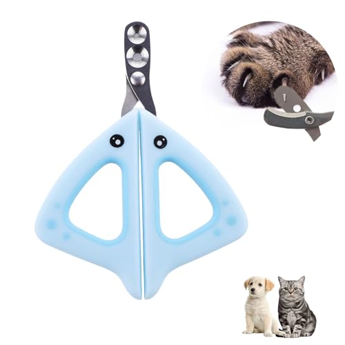 Diffaxy Krallenschere Katzen, professioneller Katzen Krallenschneider mit sicherem kreisförmigem Schnittloch für Haustiere, geeignet für Kätzchen, Meerschweinchen, Vögel und Kleintiere (Blau) von Diffaxy