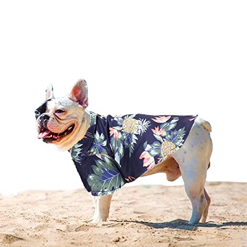 Dificato Hawaii-Hemd für Hunde, Hawaii-Stil, Blumenmuster, Ananas-Druck, coole Kleidung für kleine, mittelgroße Hunde, Katzen, Haustiere von Dificato