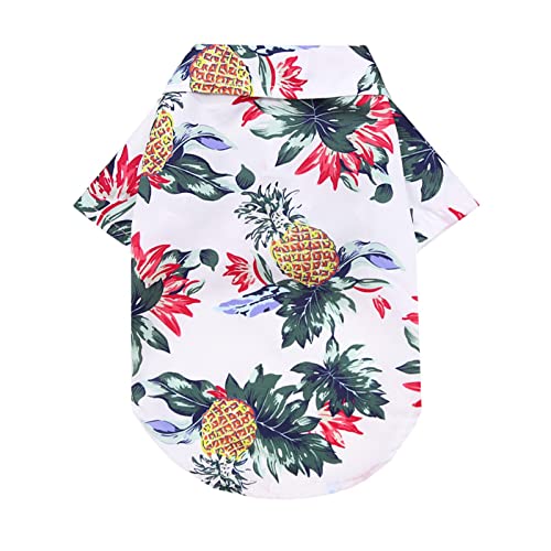 Dificato Hawaii-Hemd für Haustiere, Hawaii-Stil, florales Hunde-Shirt, coole Blumen-Ananas-Hemd für kleine bis mittelgroße Welpen, Hunde und Katzen von Dificato