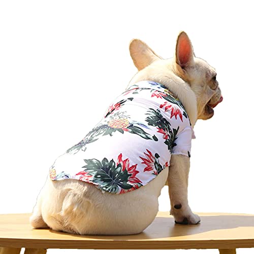 Dificato Hawaii-Hemd für Hunde, Hawaii-Stil, Blumenmuster, Haustier-Sommer-Strandweste, kurzärmelig, für den Sommer, Campingkleidung für kleine Hunde, Rassen, Katzen, Ananas-Muster von Dificato