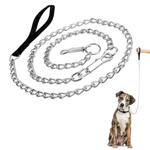 Hundeleine aus Metall, mit Eisenhalsband, kaufest, robuste Anti-Biss-Leine für Haustiere, mit weichem Nylon-Griff, für kleine, mittelgroße und große Hunde Hundeleine aus Metall, mit Eisenhalsband, kaufest, robuste Anti-Biss-Leine für Haustiere, mit weichem Nylon-Griff, für kleine, mittelgroße und große Hunde von Difistik