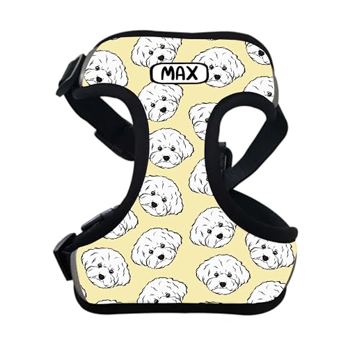 Bichon Frisé-Geschirr, personalisierbar, mit Hundegesichtsmuster, Spazierengehzubehör, individuelles Spielzeug, mit Namen der Hunderasse, Brustgurt, Neopren, Step-in-Geschirr für Bichon Frisé-Besitzer Bichon Frisé-Geschirr, personalisierbar, mit Hundegesichtsmuster, Spazierengehzubehör, individuelles Spielzeug, mit Namen der Hunderasse, Brustgurt, Neopren, Step-in-Geschirr für Bichon Frisé-Besitzer von Digi Doggo