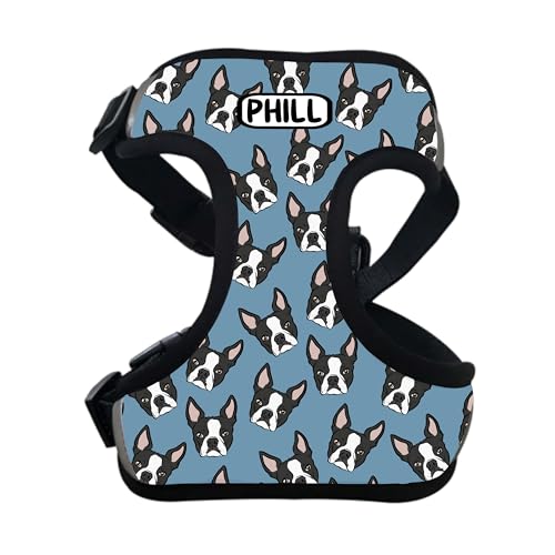 Boston Terrier Hundegeschirr, personalisierbar, Brustgurt mit Hundegesichtsmuster, individuelles Geschenk für Boston Terrier, einzigartiger Hundename, verstellbar Boston Terrier Hundegeschirr, personalisierbar, Brustgurt mit Hundegesichtsmuster, individuelles Geschenk für Boston Terrier, einzigartiger Hundename, verstellbar von Digi Doggo