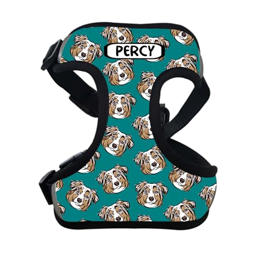 Hundegeschirr für Australian Shepherd, verstellbarer Brustgurt, Hunde-Geschirr, Haustiergesichtsmuster, Spazierengehzubehör, Geschenk für Hundebesitzer Hundegeschirr für Australian Shepherd, verstellbarer Brustgurt, Hunde-Geschirr, Haustiergesichtsmuster, Spazierengehzubehör, Geschenk für Hundebesitzer von Digi Doggo