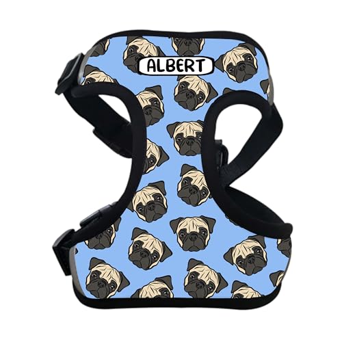 Hundegeschirr mit Mops-Motiv, personalisierbar, mit Mops-Motiv, für Spaziergänge, niedliches personalisierbares Hundegeschirr, Brustgurt aus Neopren, Geschenk für Hundebesitzer Hundegeschirr mit Mops-Motiv, personalisierbar, mit Mops-Motiv, für Spaziergänge, niedliches personalisierbares Hundegeschirr, Brustgurt aus Neopren, Geschenk für Hundebesitzer von Digi Doggo