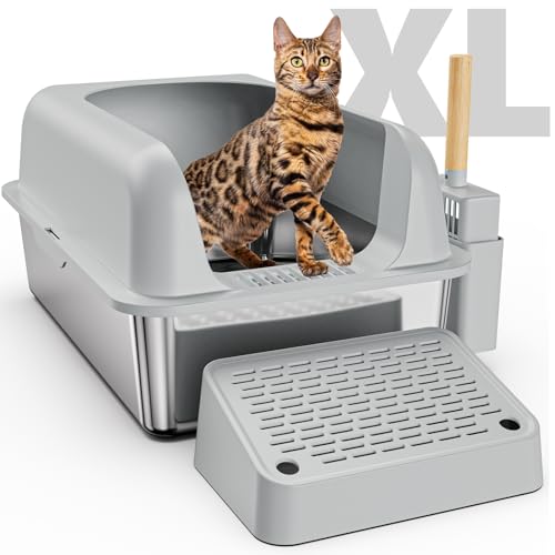 Katzentoilette aus Edelstahl mit Deckel, extra große Katzentoilette, XL Metall Katzentoilette für große Katzen mit hohen Wandgleiten Gehege, Anti-Hoch-Peeing-Sprühen, Anti-Auslaufen, Nicht klebrig, Katzentoilette aus Edelstahl mit Deckel, extra große Katzentoilette, XL Metall Katzentoilette für große Katzen mit hohen Wandgleiten Gehege, Anti-Hoch-Peeing-Sprühen, Anti-Auslaufen, Nicht klebrig, von Dihmpor