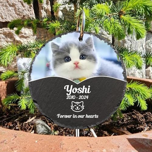 Dihope Personalisierter Gedenkstein für Haustiere mit Haken Pfahl,Gedenkstandbilder Gedenktafel mit Gravur Fotogravur Grabstein,Geschenke zum Verlust von Hunden/Katzen,Hook-Round Dihope Personalisierter Gedenkstein für Haustiere mit Haken Pfahl,Gedenkstandbilder Gedenktafel mit Gravur Fotogravur Grabstein,Geschenke zum Verlust von Hunden/Katzen,Hook-Round von Dihope