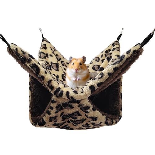 DiiWmme Hamster-Hängematte, Meerschweinchen-Versteck, Chinchilla für Meerschweinchen, Frettchen und andere kleine Haustiere, Käfigzubehör zum Verstecken, Spielen und Schlafen (Leopardenmuster) von DiiWmme