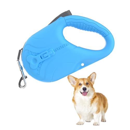DiiWmme Einziehbare Hundeleine, verhedderungsfrei, ausziehbar, langlebig, Ein-Knopf-Bremse, für kleine, mittelgroße Hunde (blau) von DiiWmme