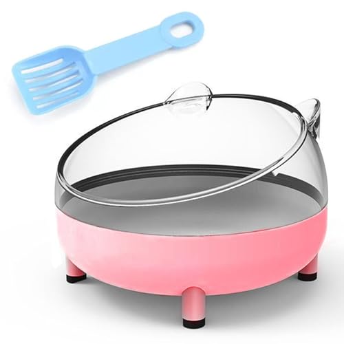 Hamster-Sandbadbehälter, 16,5 cm, transparent, Sandkasten-Toilette mit Sandschaufel für Zwerghamster, Rennmäuse und kleine Haustiere, staubfreies Baden mit abgerundeten Kanten (Rosa) von DiiWmme