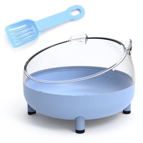 Hamster-Sandbadbehälter, 16,5 cm, transparent, Sandkasten-Toilette mit Sandschaufel für Zwerghamster, Rennmäuse und kleine Haustiere, staubfreies Baden mit abgerundeten Kanten (blau) von DiiWmme