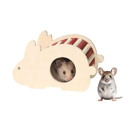 Hamsterhaus aus Holz, natürliches Hamsterversteck Lebensräume, Dekoration, Hamsterleiter, Spielzeug, kleine Haustiere, Eckhaus, Versteck Käfig, Dekoration, Zubehör für Zwerghamster, Chinchillas (Stil von DiiWmme